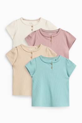 Lot de 4 - T-shirts bébé - finition côtelée