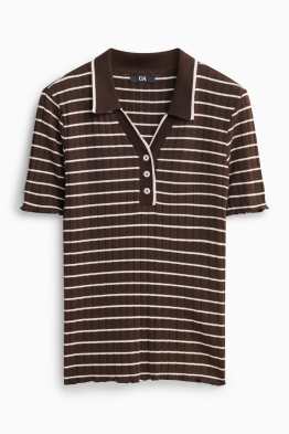 Poloshirt - Regular Fit - gerippt - gestreift