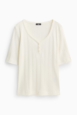 Henley-Shirt - Regular Fit - gerippt