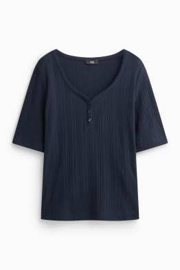 Henley-Shirt - Regular Fit - gerippt