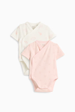 Lot de 2 - coquillage - body croisé bébé - finition côtelée