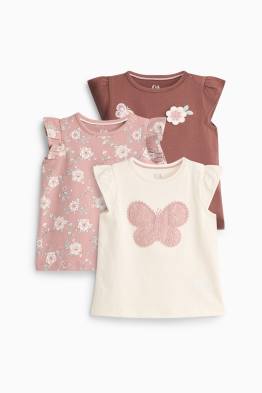 Lot de 3 - petites fleurs - T-shirts bébé
