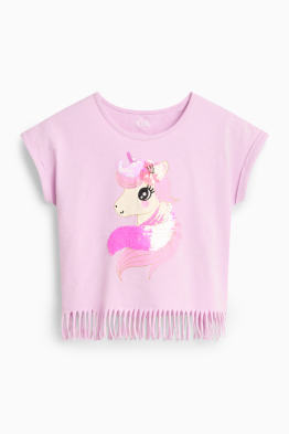 Jednorožec - tričko s krátkým rukávem - s lesklou aplikací