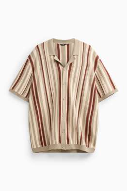 Chemise en maille - regular fit - col à revers - à rayures