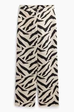 Stoffhose - High Waist - Wide Leg - gemustert