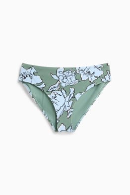 Slip bikini - vita media - LYCRA® - a fiori - tessuto tramato