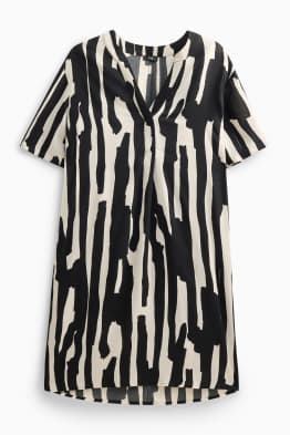 Viscose jurk met V-hals - met patroon