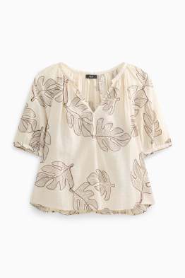 Bluse mit V-Ausschnitt - gemustert