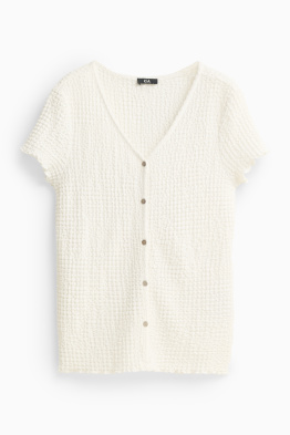 Camiseta con escote en pico y tapeta de botones - regular fit