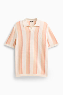 Polo in maglia - regular fit - a righe - tessuto tramato