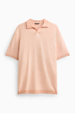 Gebreid poloshirt - relaxed fit - met structuur