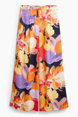Pantalon - high waist - wide leg - gebloemd