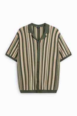 Camisa de punt de mitja - regular fit - coll solapa - de ratlles