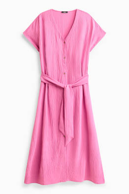 Kleid mit V-Ausschnitt - Straight Fit - strukturiert