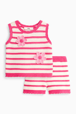 Blume - Set - Strick-Top und Shorts - 2 teilig - gestreift