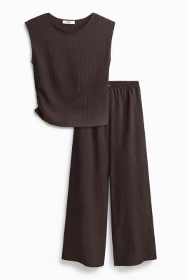 Set - top și pantaloni din jerseu - 2 piese - structurat