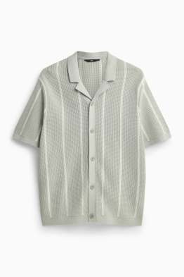 Strick-Hemd - Regular Fit - Reverskragen - gestreift