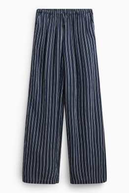 Stoffhose - Wide Leg - gestreift