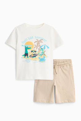 Sommer und Tiere - Set - Kurzarmshirt und Shorts - 2 teilig