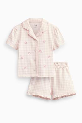 Blümchen - Baby-Pyjama - 2 teilig - kariert