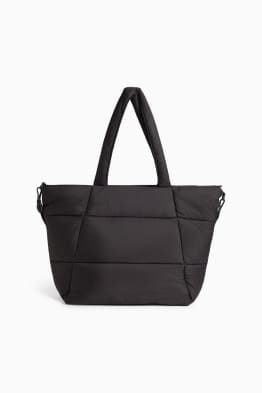 Grote shopper met stiksels en afneembare draagriem