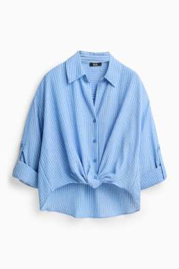 Bluse mit Knotendetail - gestreift