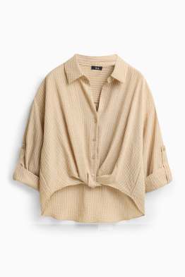 Bluse mit Knotendetail - gestreift