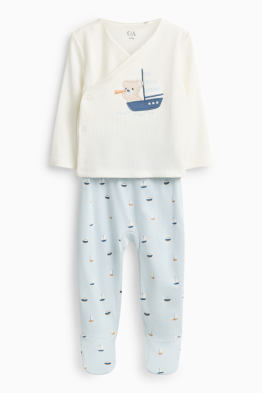 Teddy bear and sailing boat - newborn outfit - 2 piece