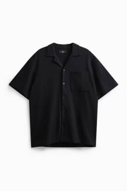 Shirt - relaxed fit - lapel collar - textured