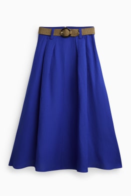 Rock mit Gürtel - Leinen-Mix