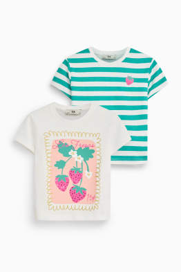 Set van 2 - aardbei - T-shirt - glanseffect
