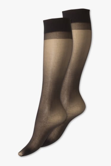 Fine knee-high stockings - 2 pairs - black