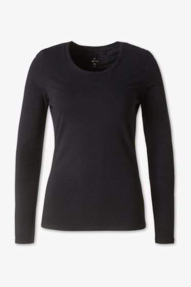 Femmes - T-shirt manches longues en coton bio - noir
