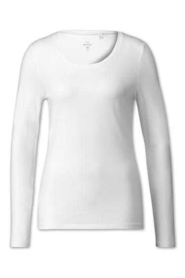 Women - Basic long sleeve T-shirt - organic cotton - cremewhite