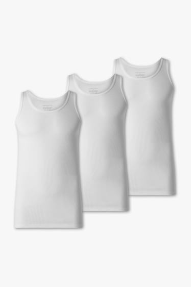 Men - Vests - double rib  - 3-pack - white
