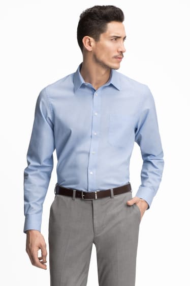 Mężczyźni - Koszula biznesowa Regular Fit - jasnoniebieski-melanż
