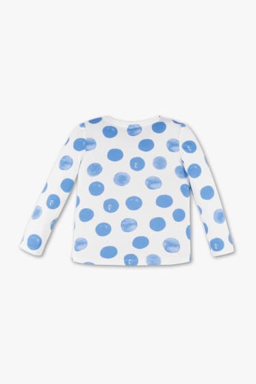Children - Long sleeve T-shirt  - shiny - polka dot - white / light blue