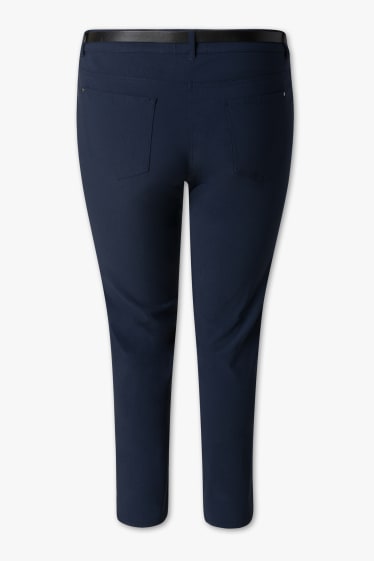 Women - Trousers with belt - dark blue