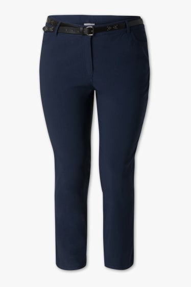 Women - Trousers with belt - dark blue