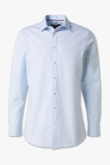 Uomo - Camicia business - body fit - collo all'italiana - azzurro