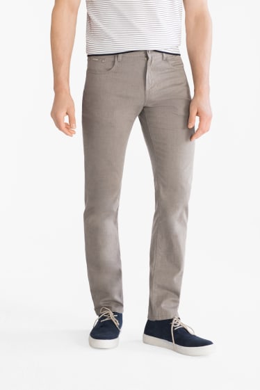 Pánské - Kalhoty - Regular Fit - světle šedá-žíhaná