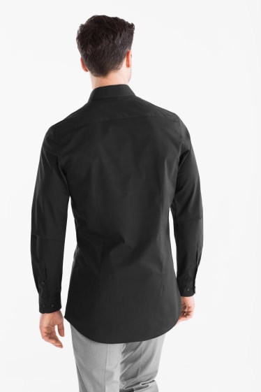 Uomo - Camicia business - Slim Fit - maniche ultralunghe - facile da stirare - nero