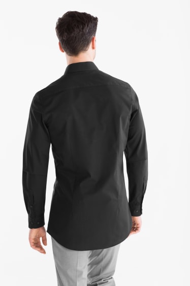 Hommes - Chemise de bureau - Slim Fit - manches ultra-longues - facile à repasser - noir