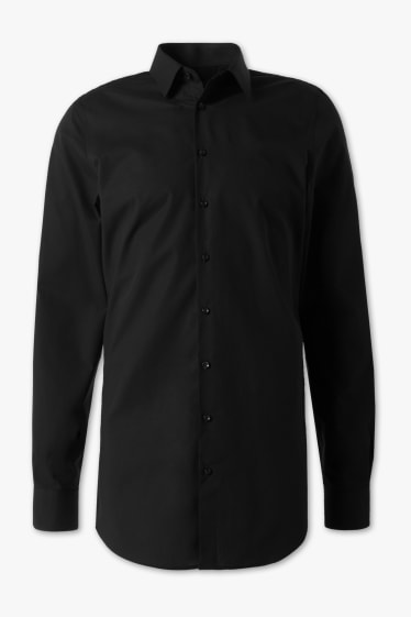 Hombre - Camisa de oficina - slim fit - manga extralarga - de planchado fácil - negro