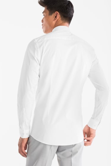 Hommes - Chemise de bureau - body fit - col Kent - blanc crème