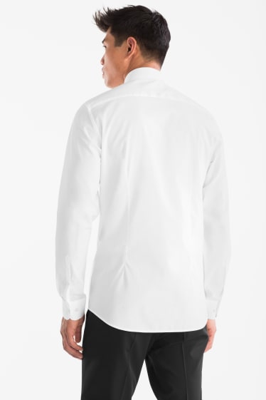 Mężczyźni - Koszula biznesowa - Slim Fit - Przypinany kołnierzyk - biały