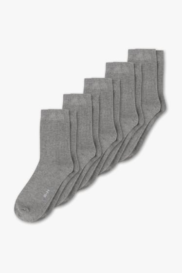 Dames - Set van 5 - basic-sokken - grijs-mix