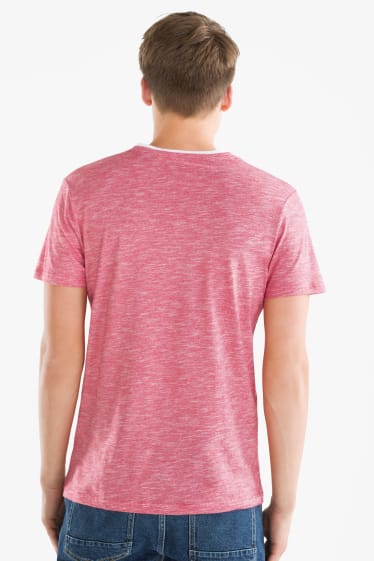 Heren - T-shirt - 2-in-1-look - wit / rood