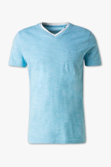 Mężczyźni - T-shirt - Regular Fit - jasnoturkusowy