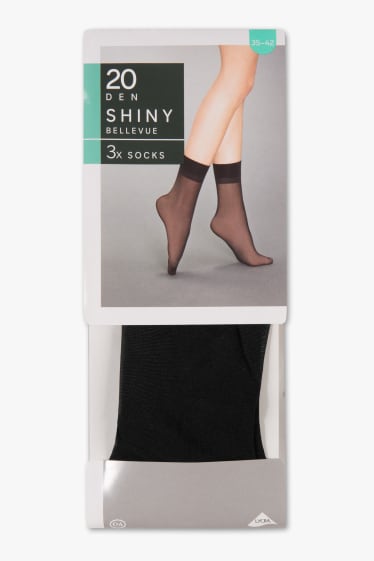 Mujer - Calcetines de media - Pack de 3 - 20 DEN - negro